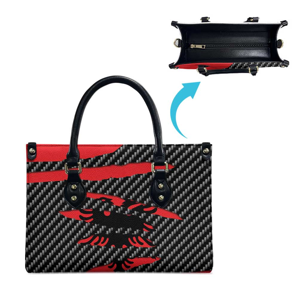 Albania Beast Leather Bag Ripped Flag Graphic - Wonder Print Shop