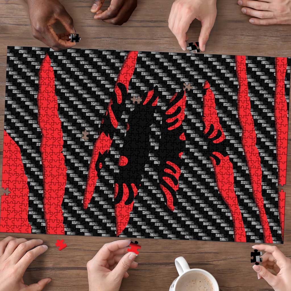 Albania Beast Puzzle Ripped Flag Graphic - Wonder Print Shop