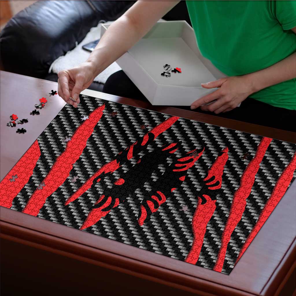Albania Beast Puzzle Ripped Flag Graphic - Wonder Print Shop