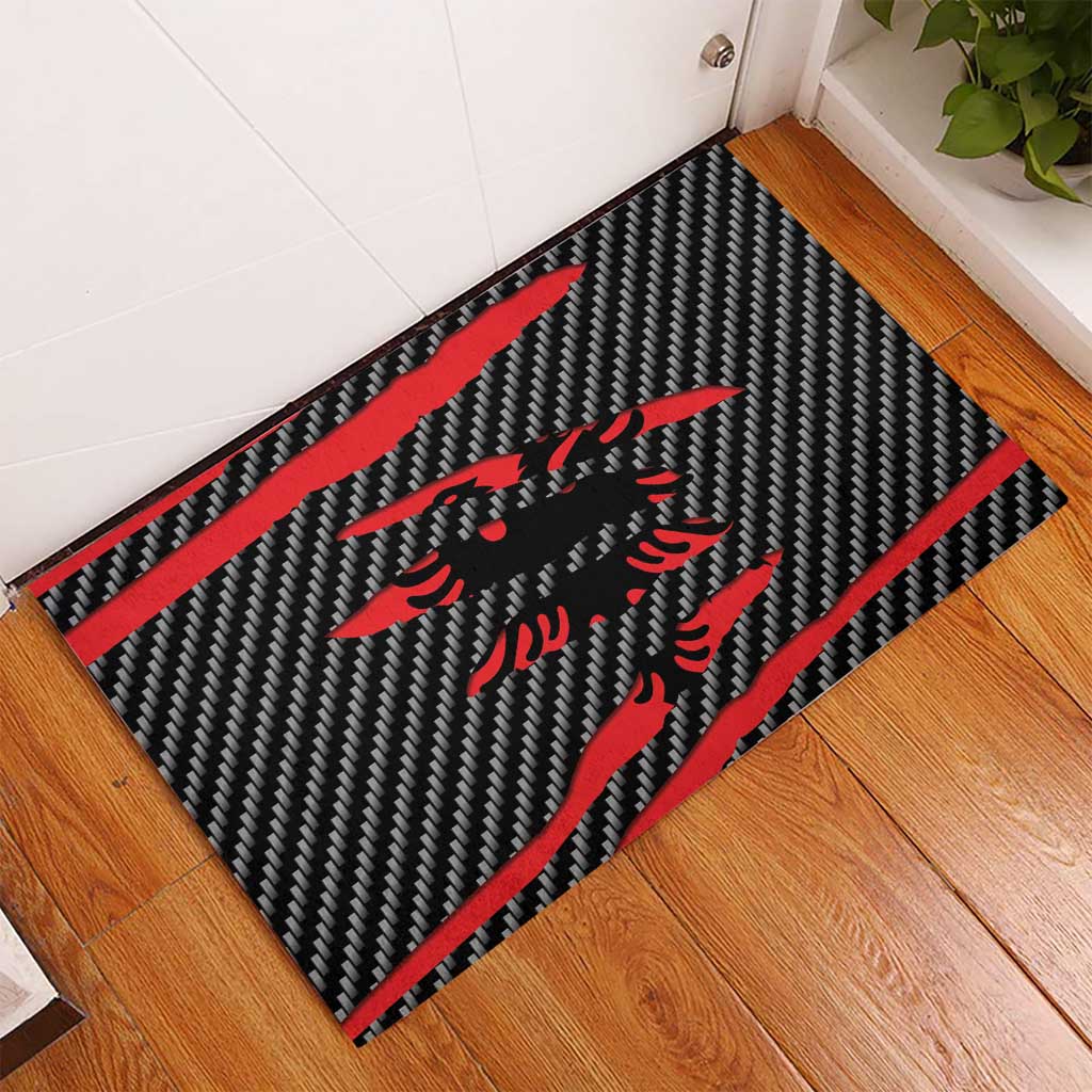 Albania Beast Rubber Doormat Ripped Flag Graphic - Wonder Print Shop