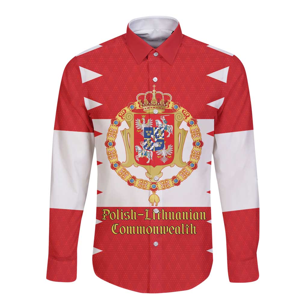 Personalized Polish-Lithuanian Commonwealth Long Sleeve Button Shirt Royal Coat Of Arms Style