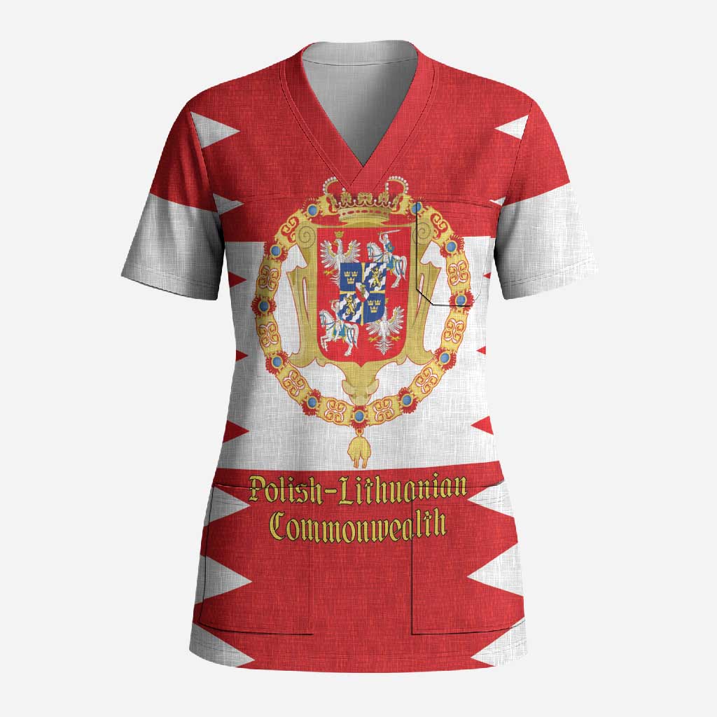 Personalized Polish-Lithuanian Commonwealth Scrub Top Royal Coat Of Arms Style