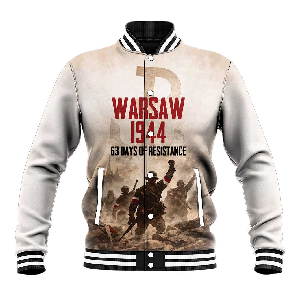 Polish Kotwica Warsaw Uprising 1944 Baseball Jacket 63 Days of Resistance WWII