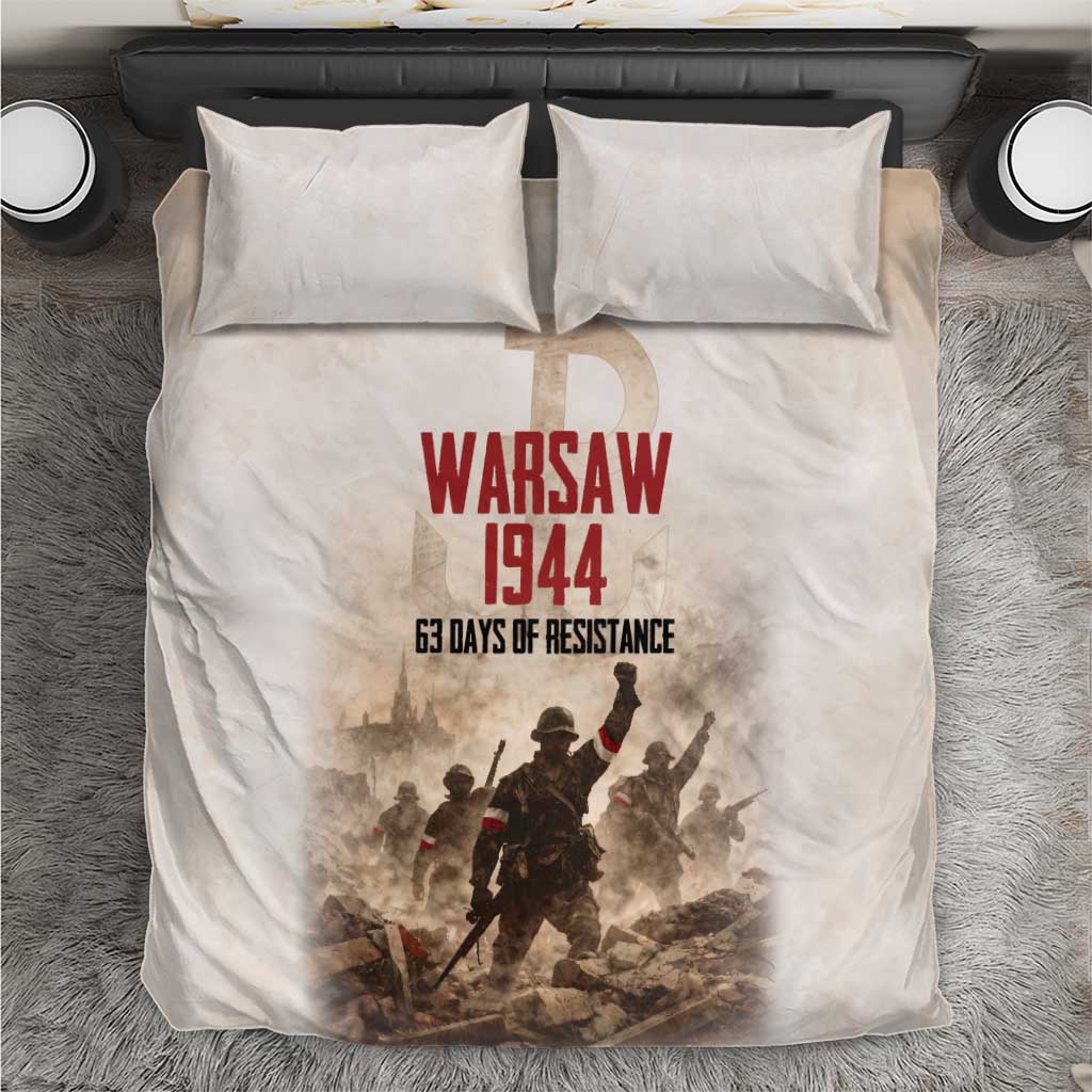 Polish Kotwica Warsaw Uprising 1944 Bedding Set 63 Days of Resistance WWII