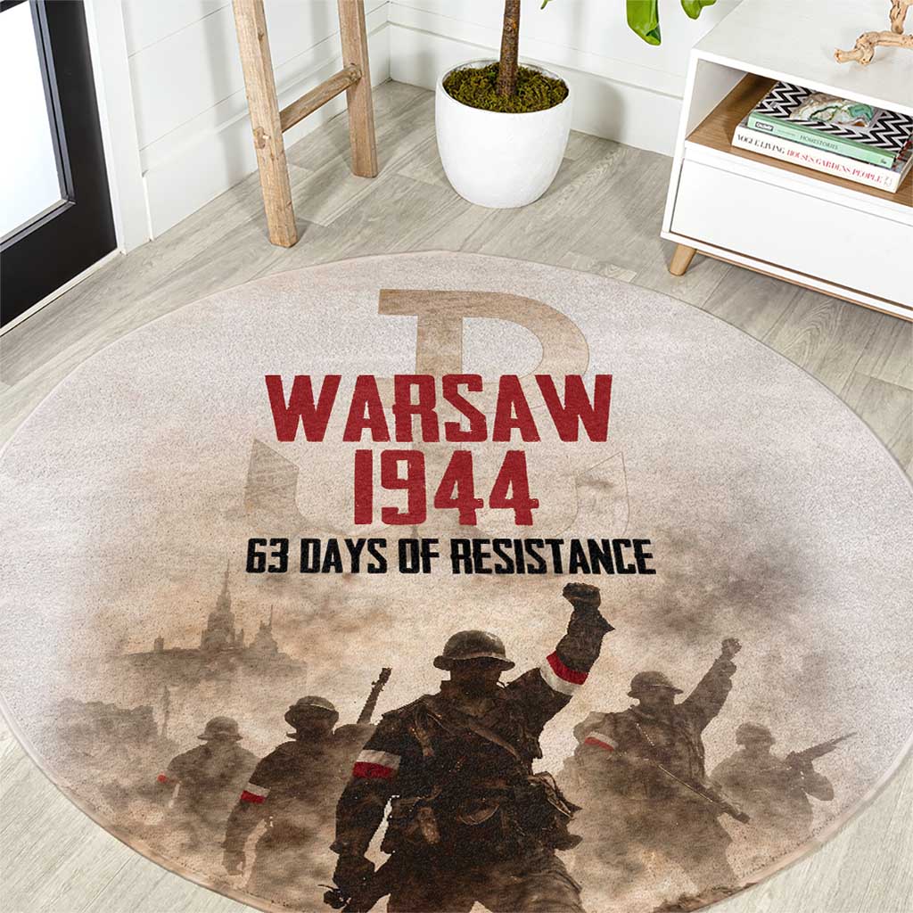 Polish Kotwica Warsaw Uprising 1944 Round Carpet 63 Days of Resistance WWII