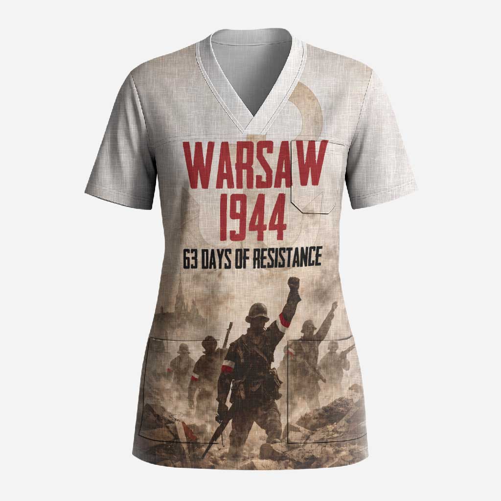 Polish Kotwica Warsaw Uprising 1944 Scrub Top 63 Days of Resistance WWII