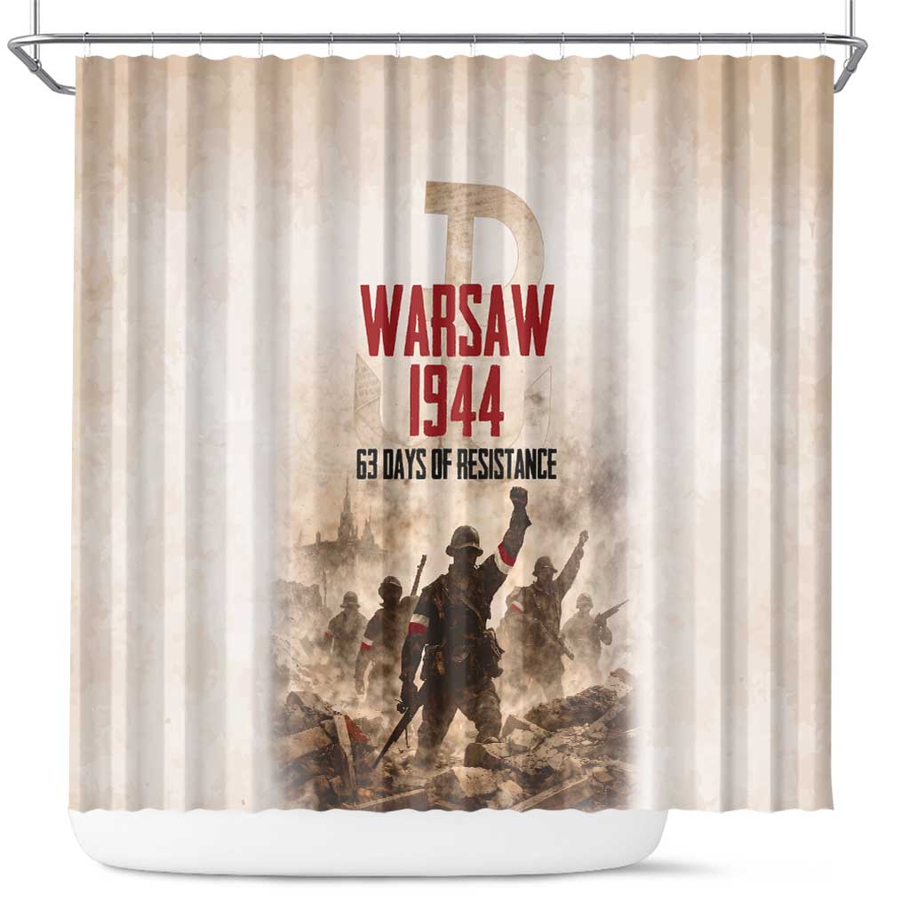 Polish Kotwica Warsaw Uprising 1944 Shower Curtain 63 Days of Resistance WWII
