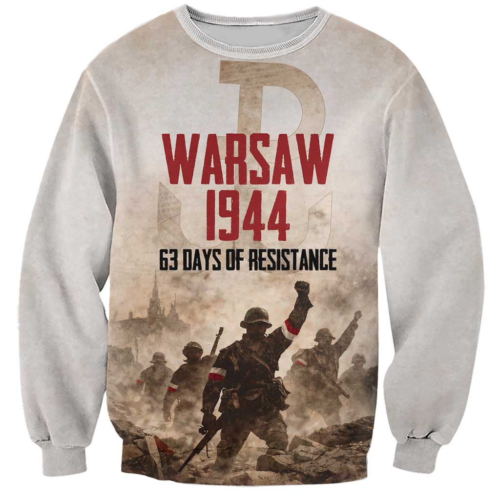 Polish Kotwica Warsaw Uprising 1944 Sweatshirt 63 Days of Resistance WWII