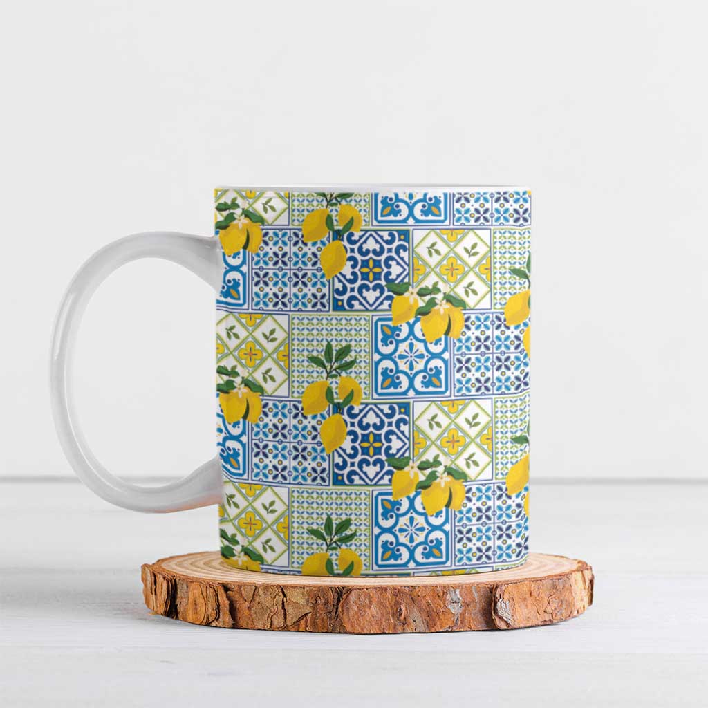 Sicily Italy Lemon Maiolica Ceramic Mug Sicilian Citrus Tile Mediterranean Art