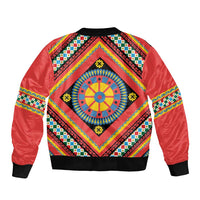 Sicily Italy Carretto Siciliano Bomber Jacket Red Sicilian Cart Wheel Pattern