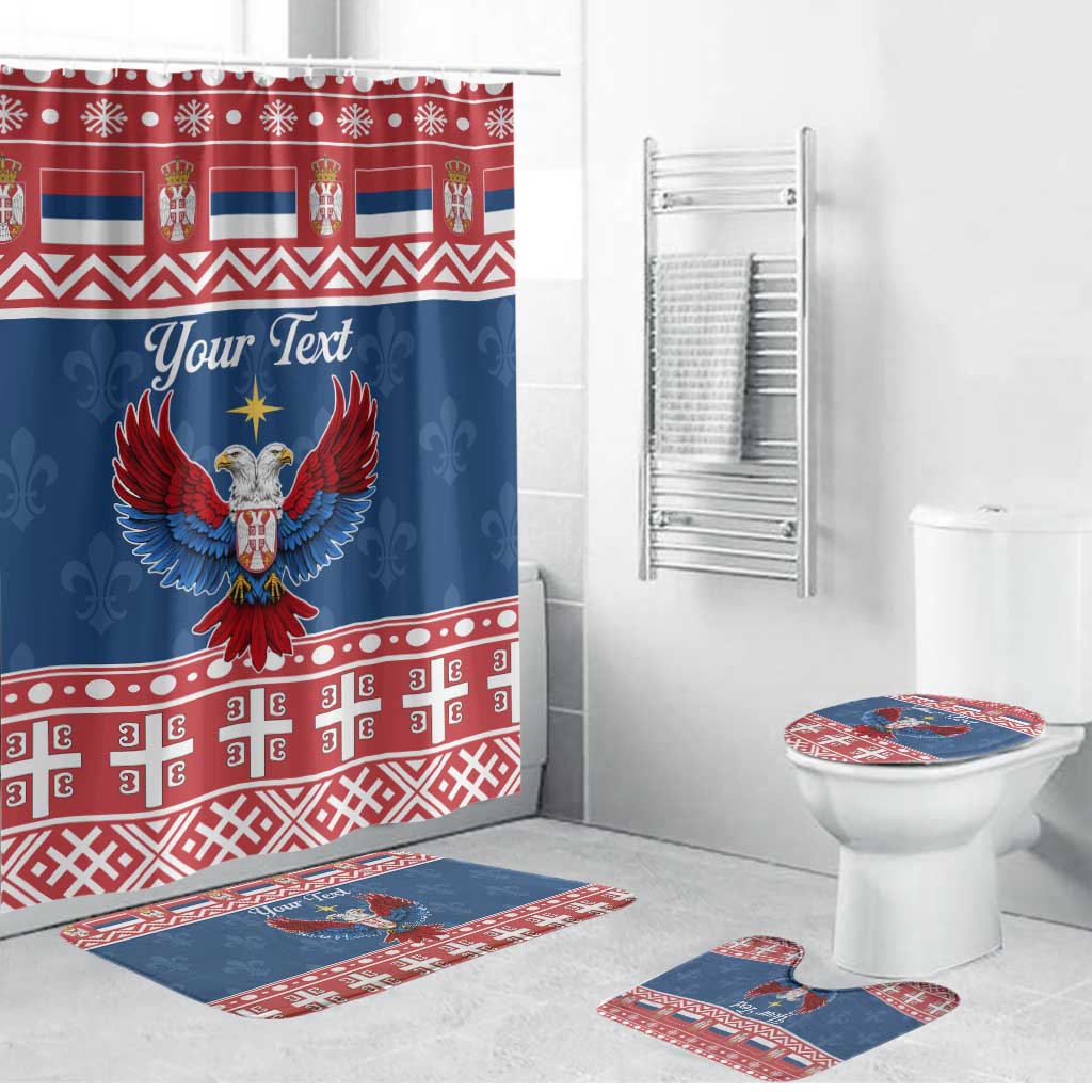 Personalized Serbia Christmas Eagle Bathroom Set Srecan Bozic Tee - Wonder Print Shop