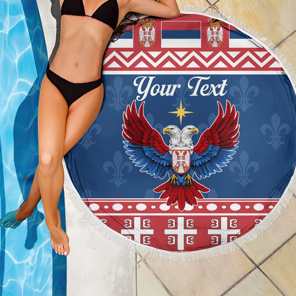 Personalized Serbia Christmas Eagle Beach Blanket Srecan Bozic Tee - Wonder Print Shop