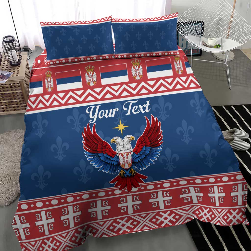 Personalized Serbia Christmas Eagle Bedding Set Srecan Bozic Tee - Wonder Print Shop