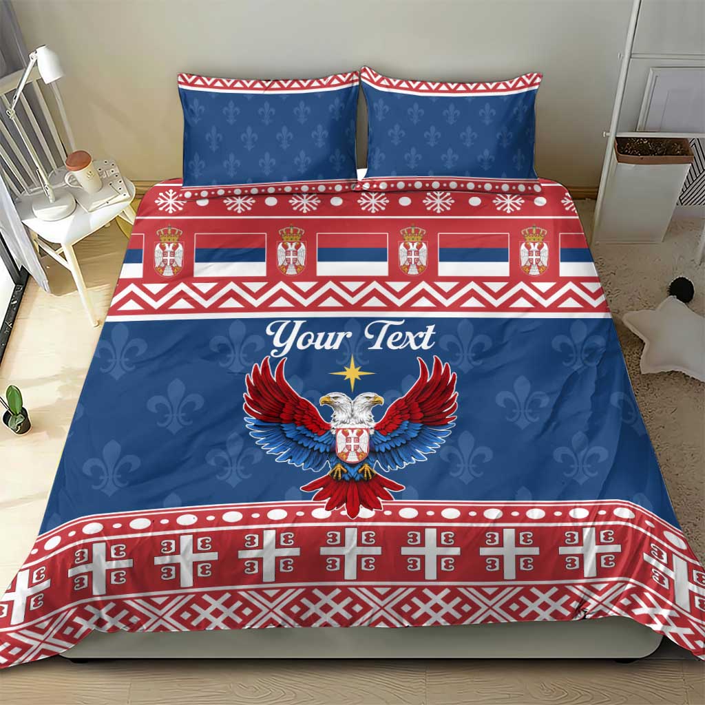 Personalized Serbia Christmas Eagle Bedding Set Srecan Bozic Tee - Wonder Print Shop