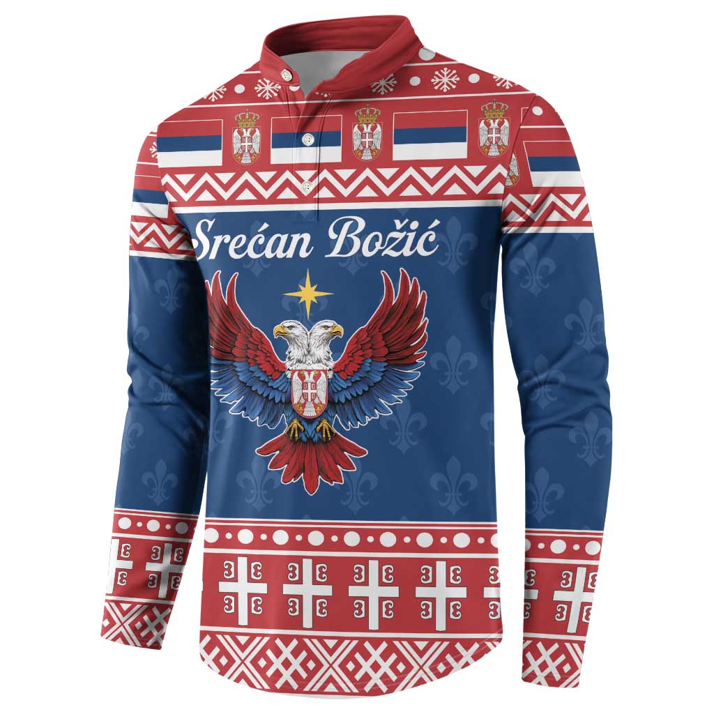 Personalized Serbia Christmas Eagle Button Sweatshirt Srecan Bozic Tee - Wonder Print Shop