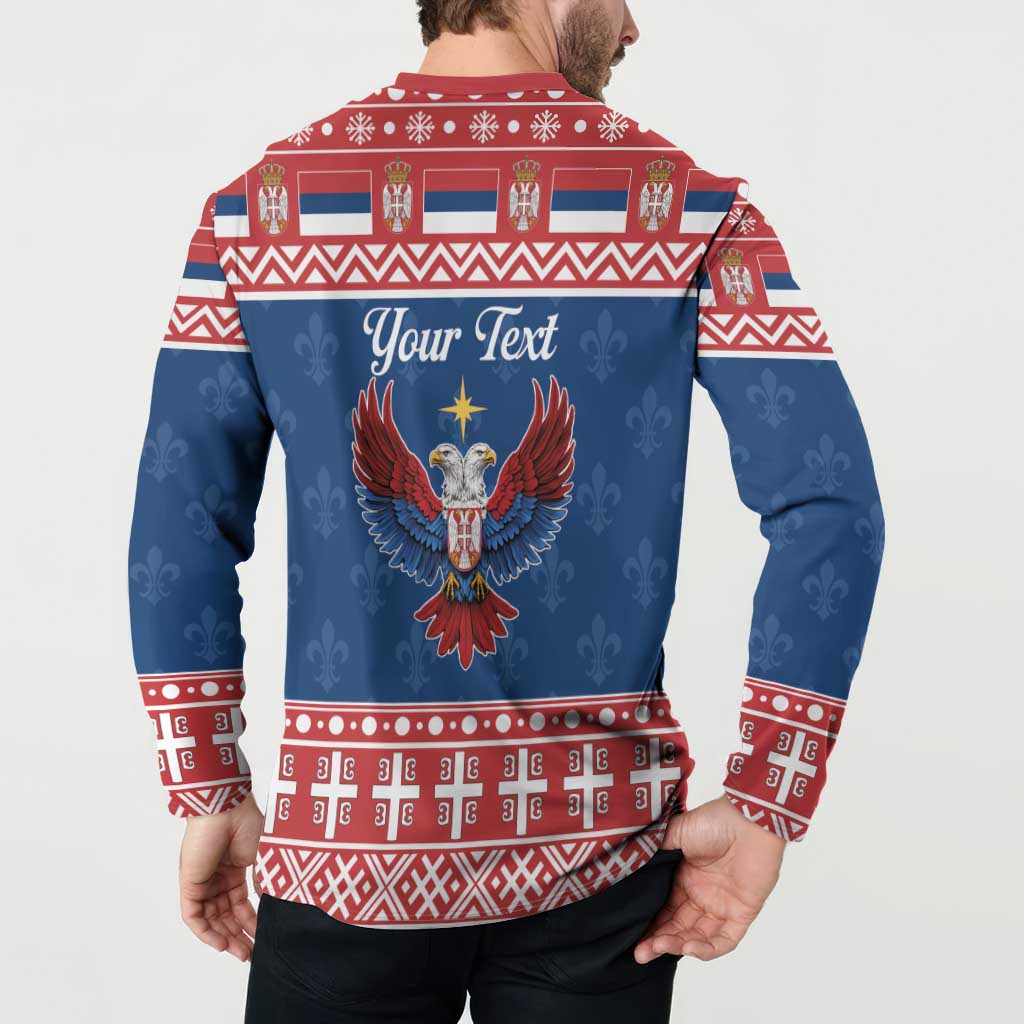 Personalized Serbia Christmas Eagle Button Sweatshirt Srecan Bozic Tee - Wonder Print Shop