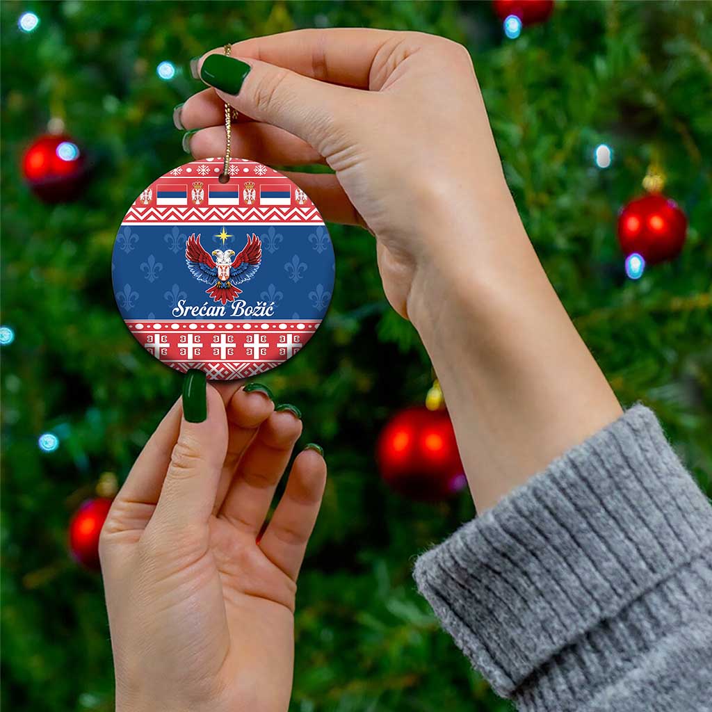 Personalized Serbia Christmas Eagle Ceramic Ornament Srecan Bozic Tee - Wonder Print Shop