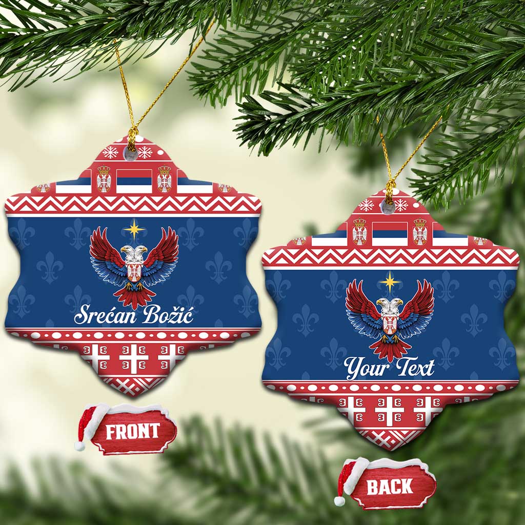 Personalized Serbia Christmas Eagle Ceramic Ornament Srecan Bozic Tee - Wonder Print Shop