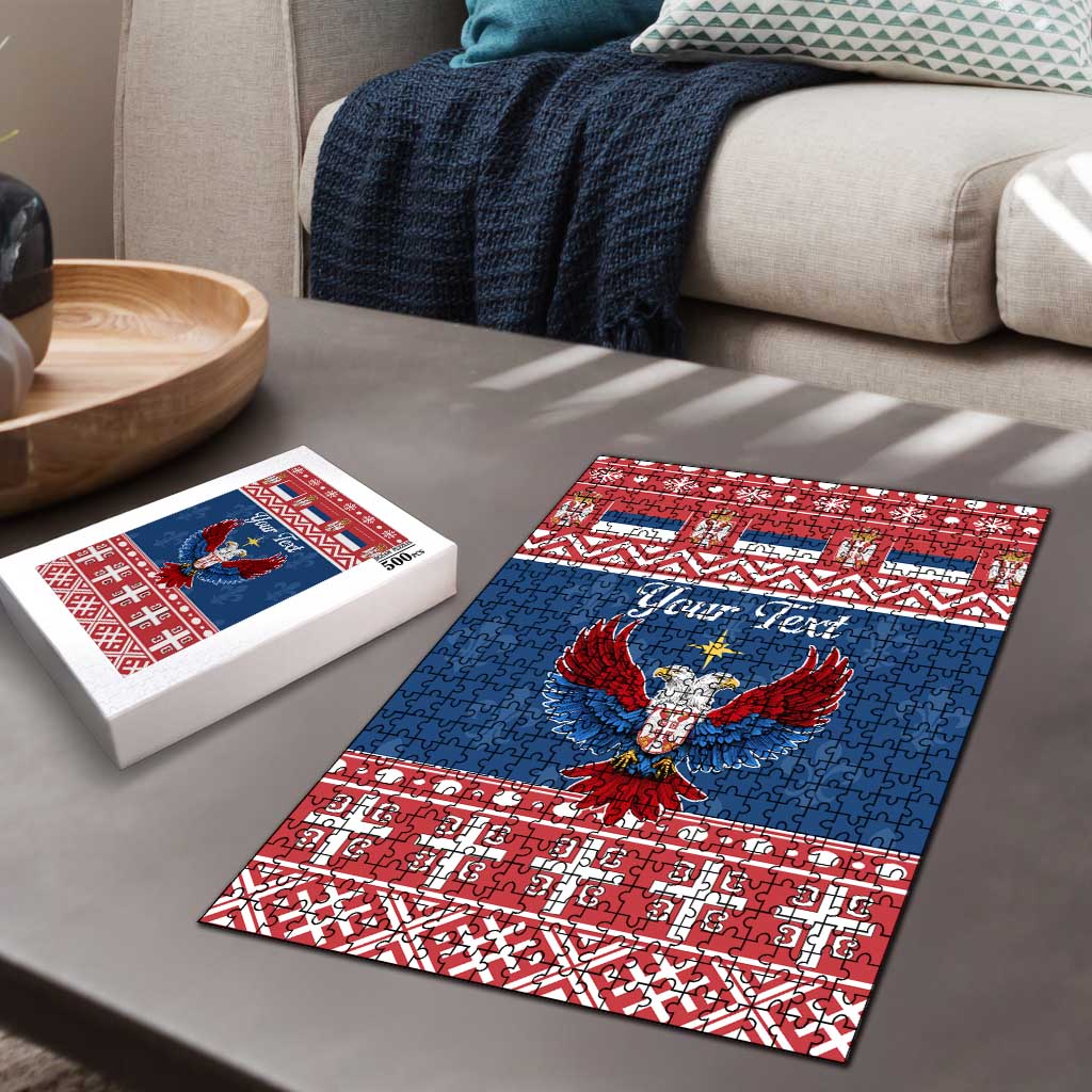 Personalized Serbia Christmas Eagle Puzzle Srecan Bozic Tee - Wonder Print Shop