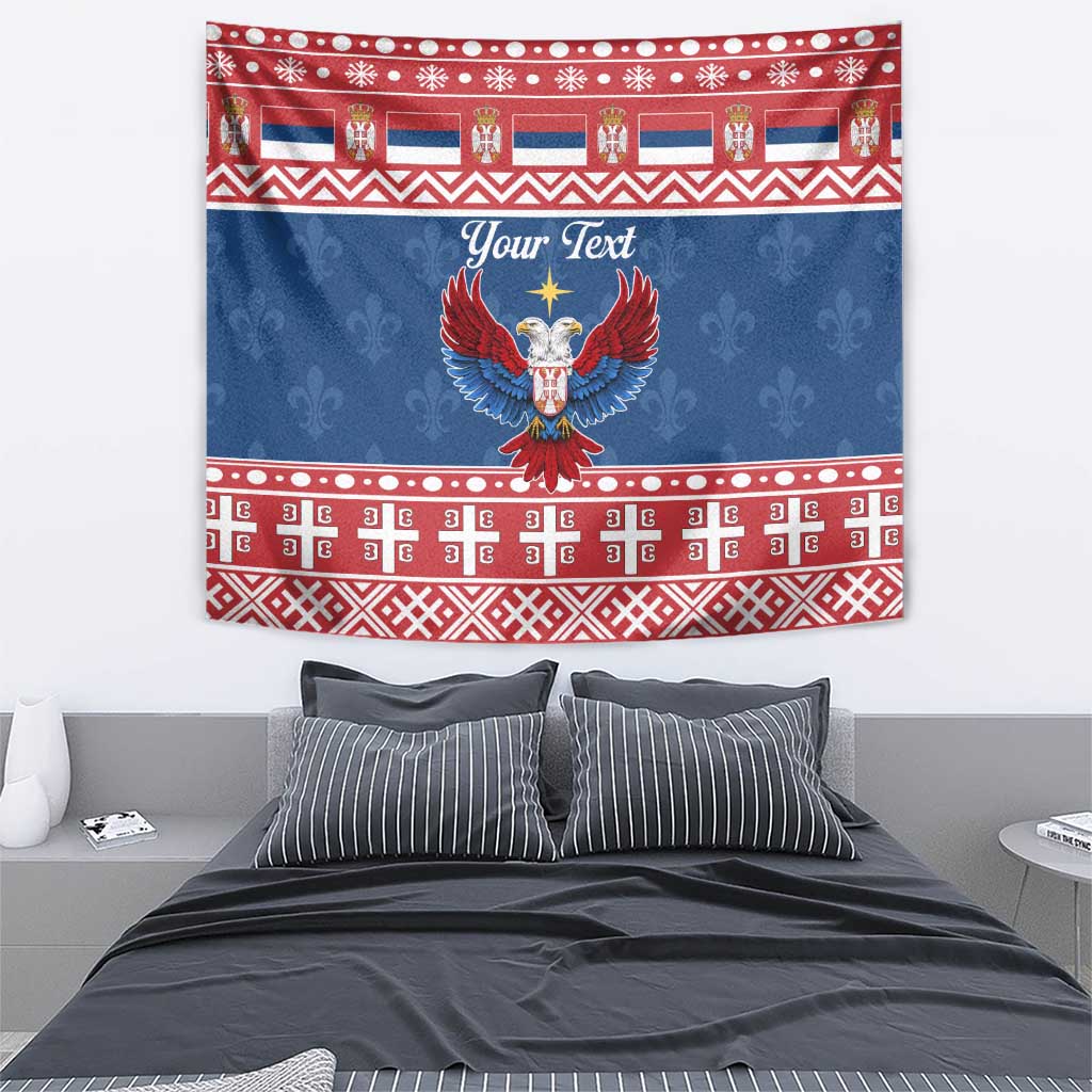 Personalized Serbia Christmas Eagle Tapestry Srecan Bozic Tee - Wonder Print Shop
