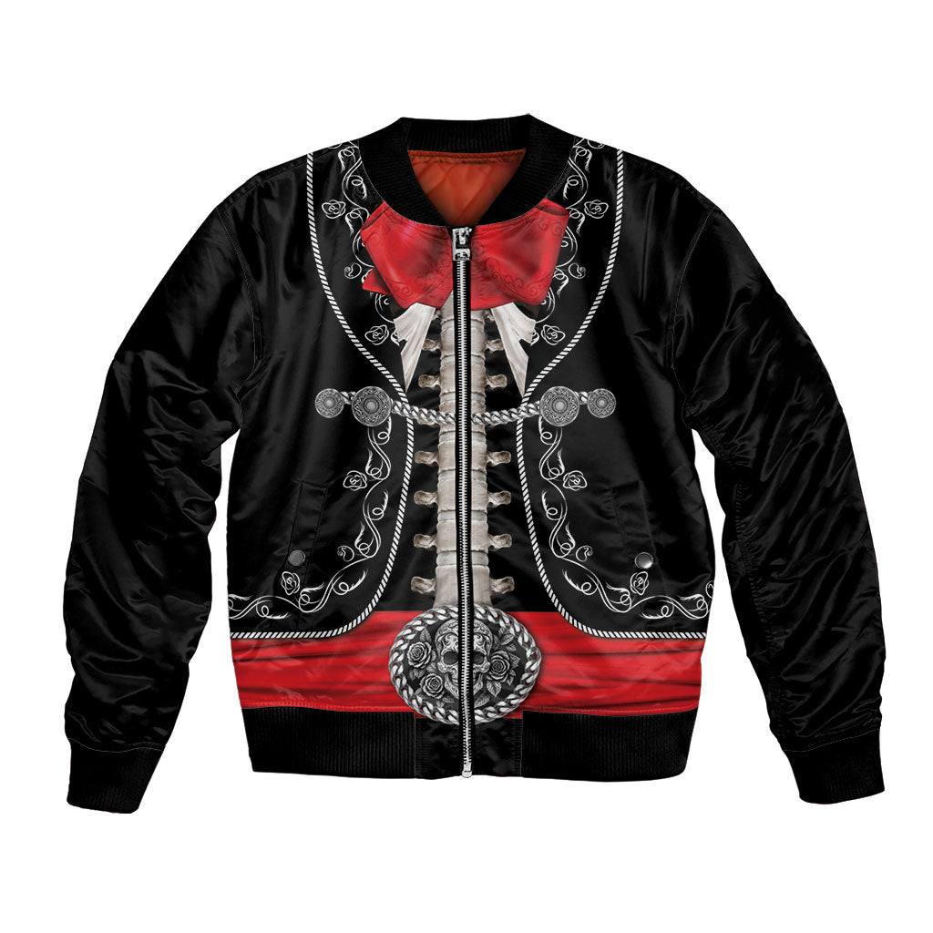 Mexico Dia de los Muertos Bomber Jacket Mexican Mariachi Skeleton Style