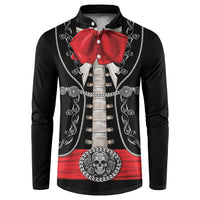 Mexico Dia de los Muertos Button Sweatshirt Mexican Mariachi Skeleton Style