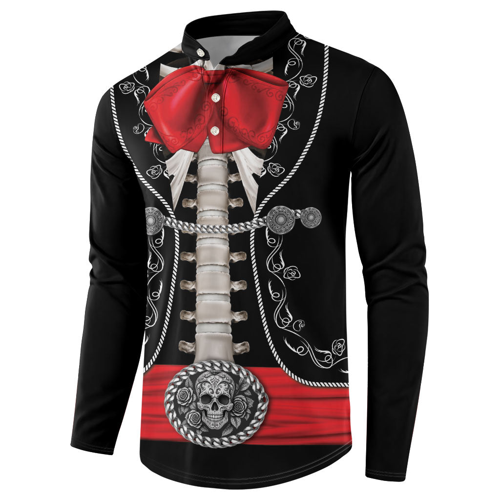 Mexico Dia de los Muertos Button Sweatshirt Mexican Mariachi Skeleton Style