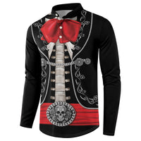 Mexico Dia de los Muertos Button Sweatshirt Mexican Mariachi Skeleton Style