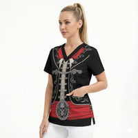 Mexico Dia de los Muertos Scrub Top Mexican Mariachi Skeleton Style