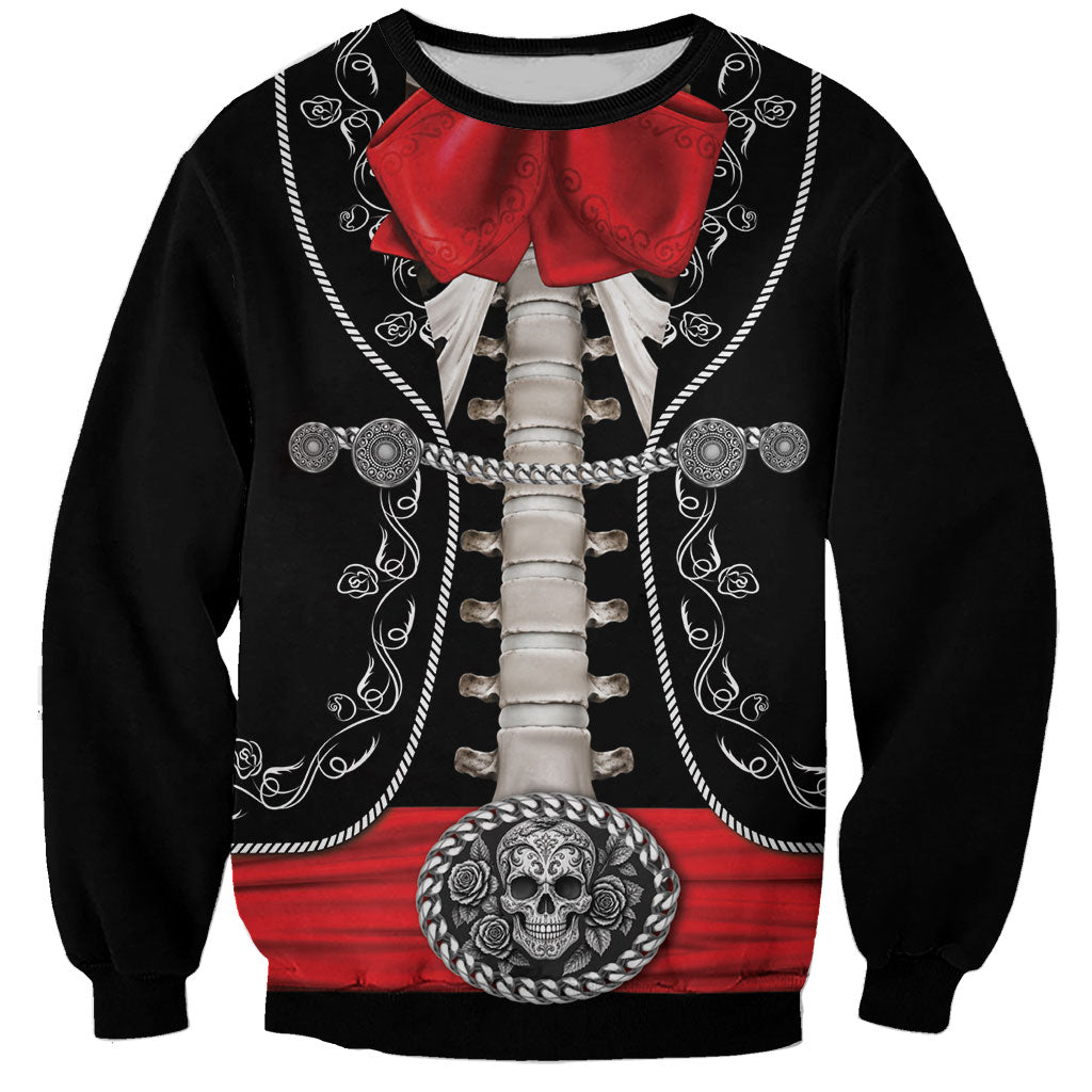 Mexico Dia de los Muertos Sweatshirt Mexican Mariachi Skeleton Style