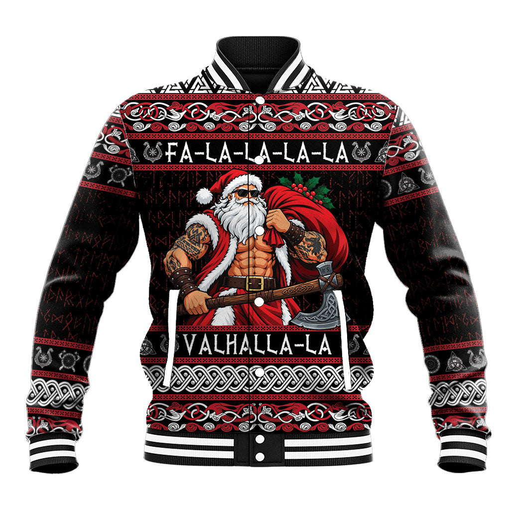 Muscular Viking Santa Claus Christmas Baseball Jacket Fa La La La Valhalla Viking