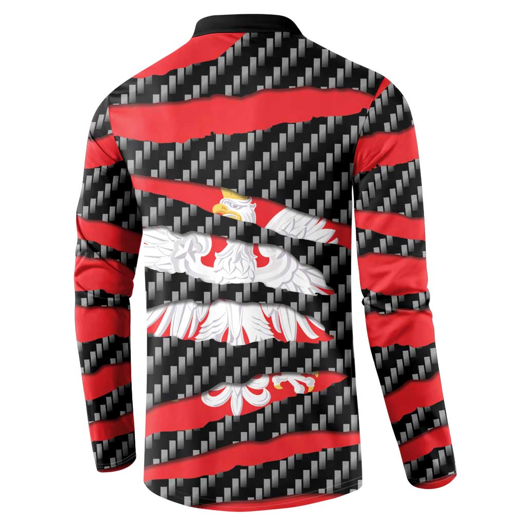 Poland Beast Button Sweatshirt Ripped Flag Graphic - Wonder Print Shop