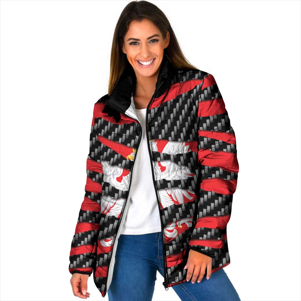 Poland Beast Padded Jacket Ripped Flag Graphic - Wonder Print Shop