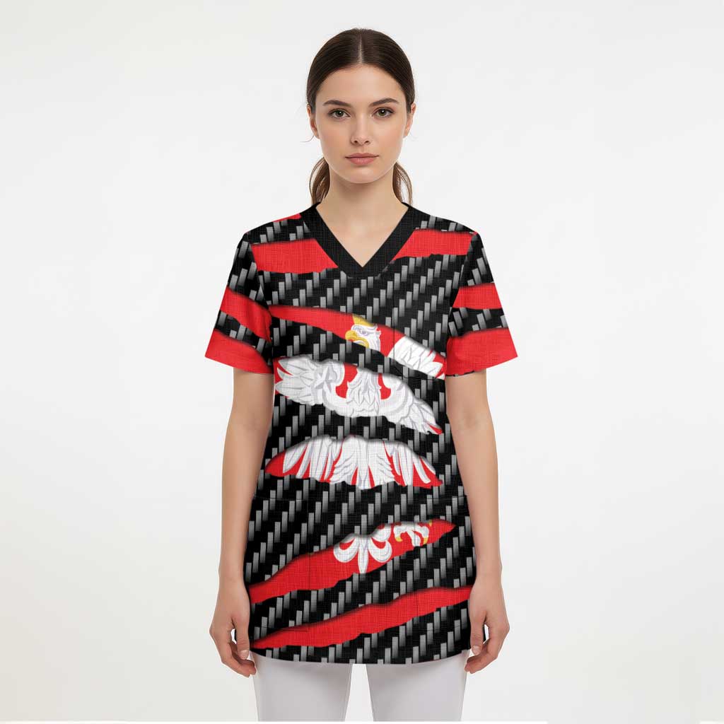 Poland Beast Scrub Top Ripped Flag Graphic - Wonder Print Shop
