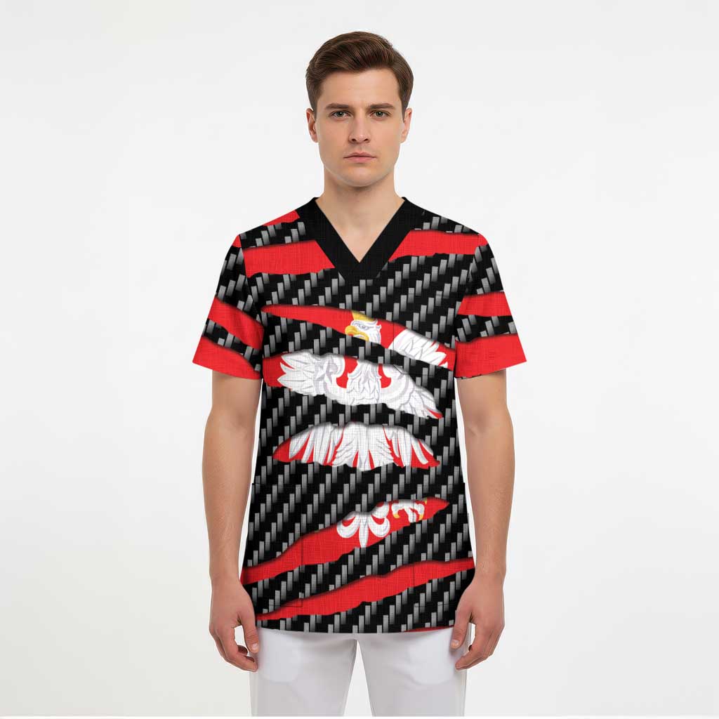Poland Beast Scrub Top Ripped Flag Graphic - Wonder Print Shop