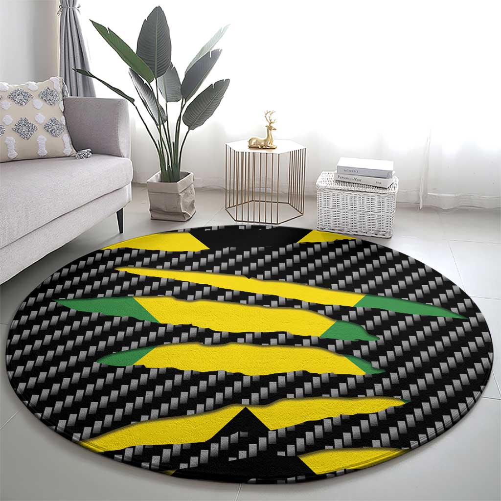 Jamaica Beast Round Carpet Ripped Flag Graphic - Wonder Print Shop