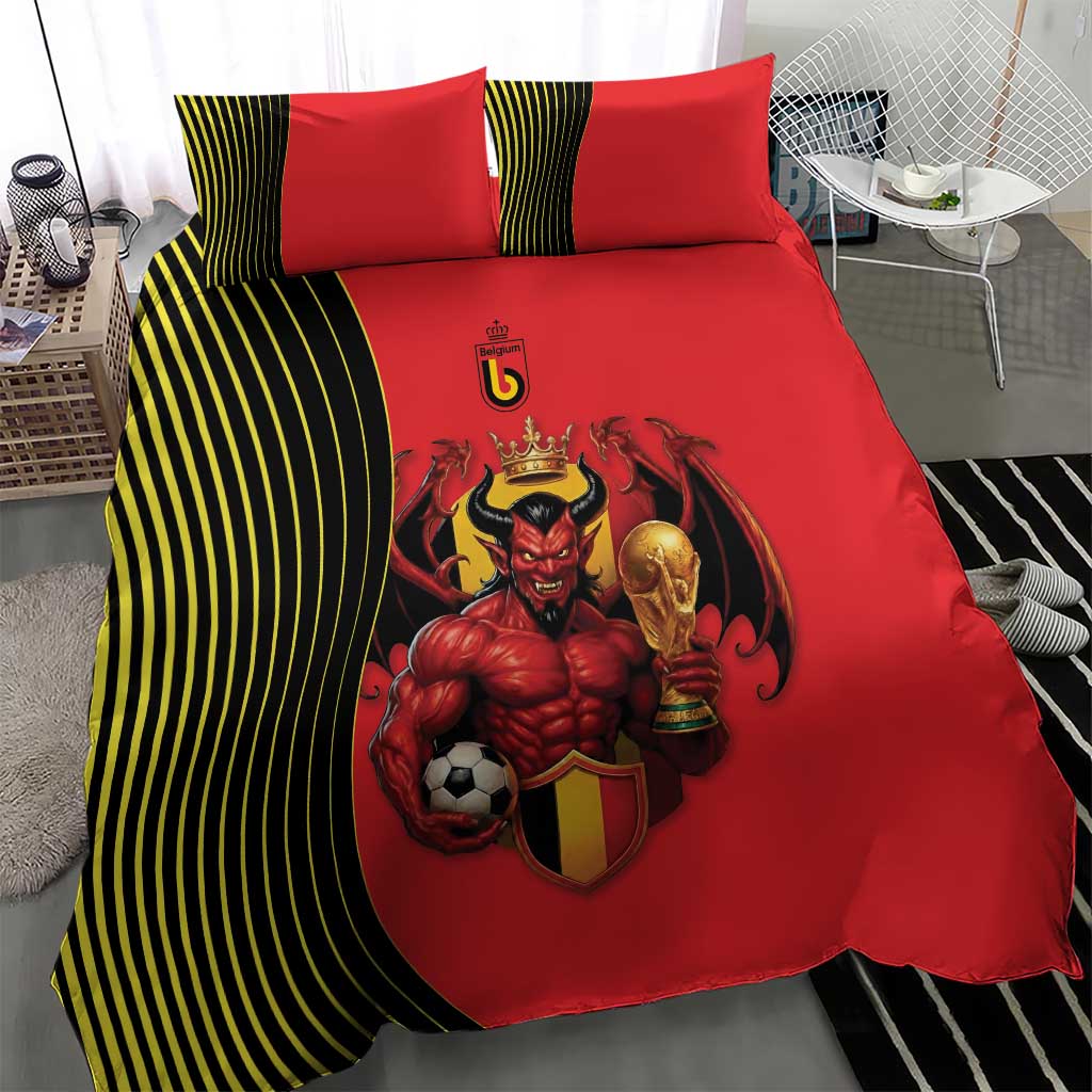 World Football 2026 Belgium Bedding Set Red Devils Go Champions - Wonder Print Shop