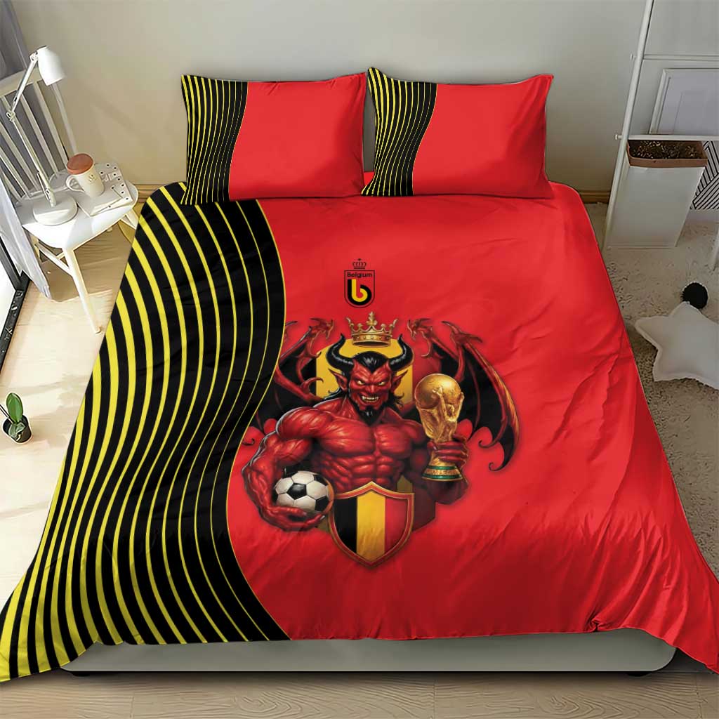 World Football 2026 Belgium Bedding Set Red Devils Go Champions - Wonder Print Shop