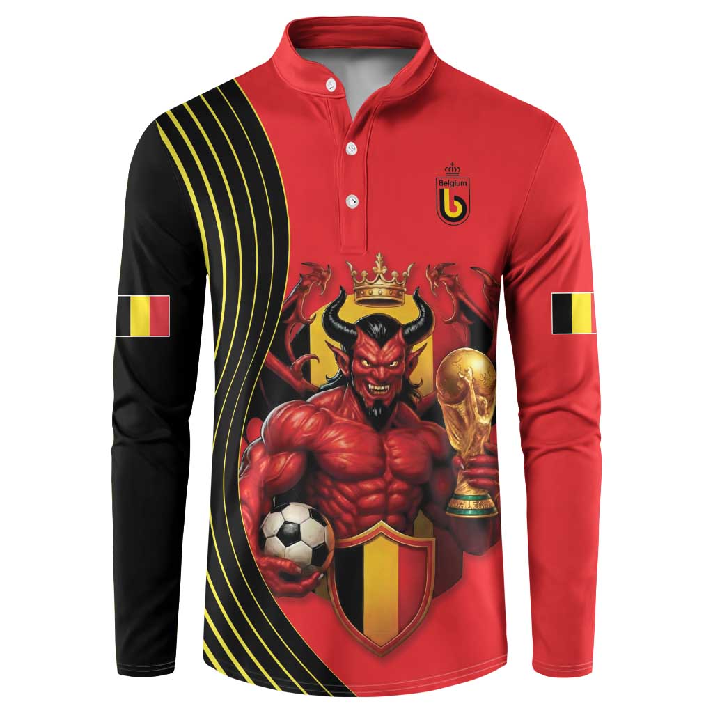 Custom World Football 2026 Belgium Button Sweatshirt Red Devils Go Champions - Wonder Print Shop