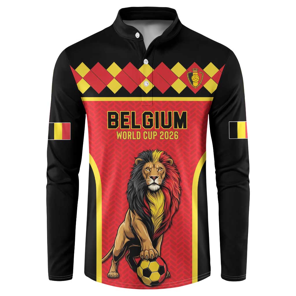 Custom World Football 2026 Belgium Button Sweatshirt Belgian Lion Go Champions - Wonder Print Shop