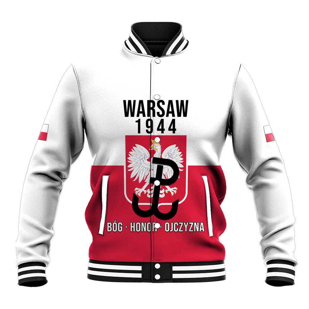 Personalized Warsaw Uprising 1944 Poland Baseball Jacket White Eagle Kotwica Bóg Honor Ojczyzna