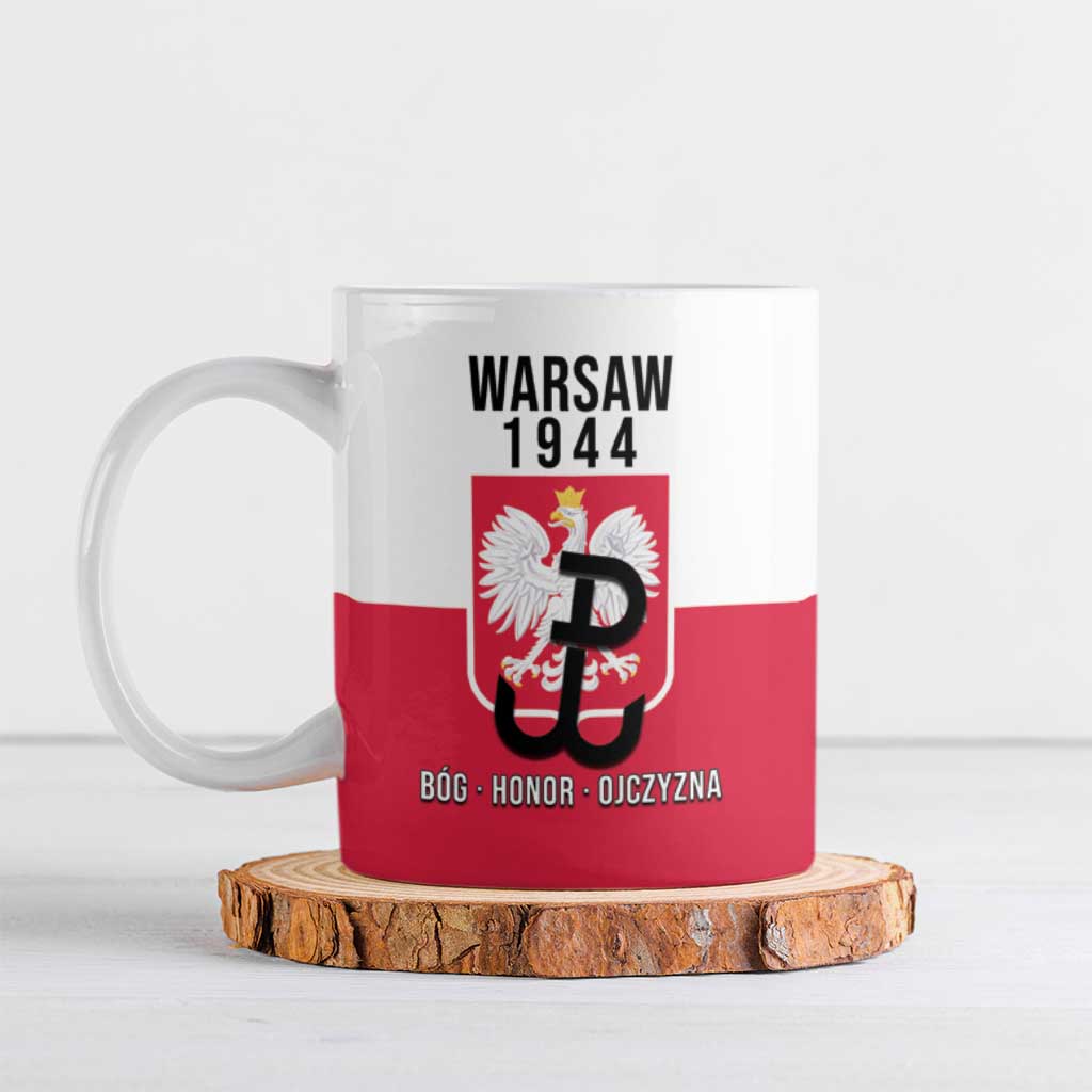 Personalized Warsaw Uprising 1944 Poland Ceramic Mug White Eagle Kotwica Bóg Honor Ojczyzna