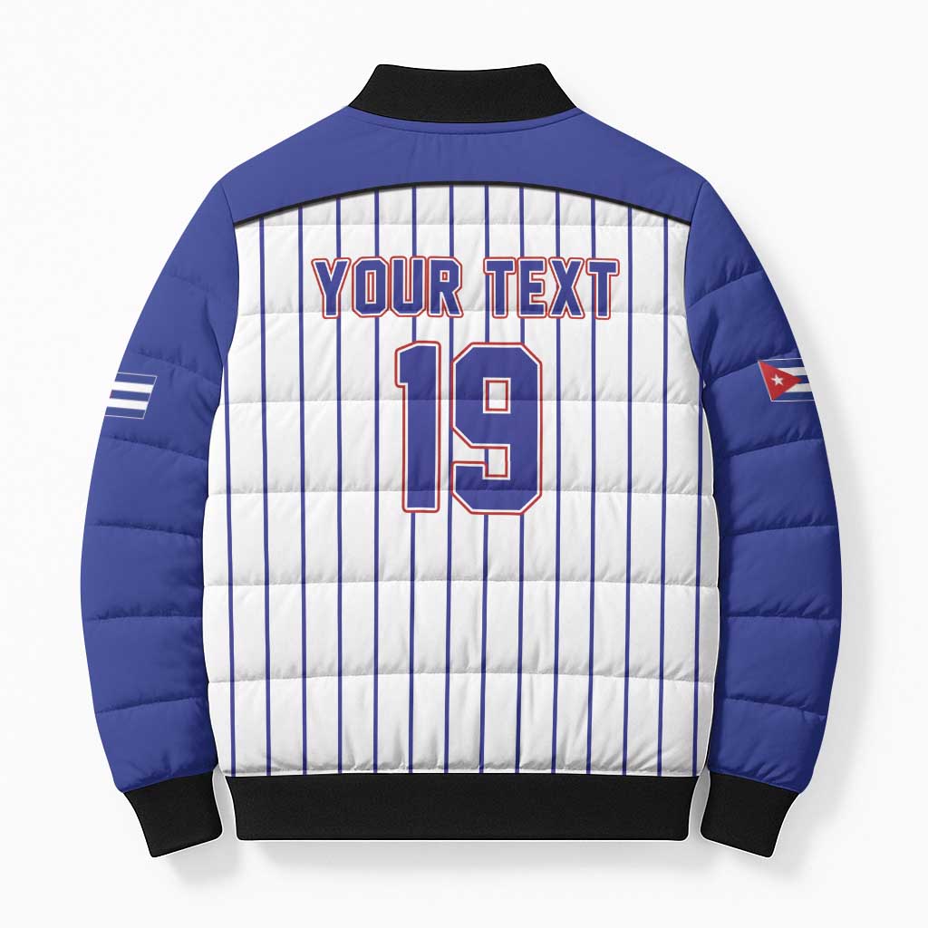 Cuba Baseball Custom Bomber Puffer Jacket Cuban Flag Mascot Design