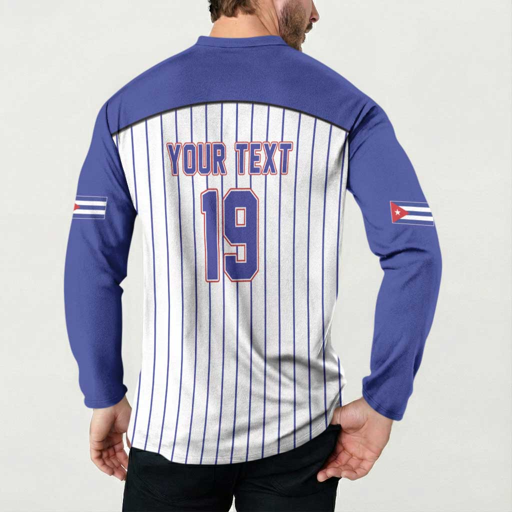 Cuba Baseball Custom Button Sweatshirt Cuban Flag Mascot Design