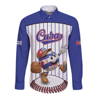 Cuba Baseball Custom Long Sleeve Button Shirt Cuban Flag Mascot Design