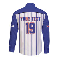 Cuba Baseball Custom Long Sleeve Button Shirt Cuban Flag Mascot Design