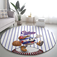 Cuba Baseball Round Carpet Cuban Flag Mascot Design