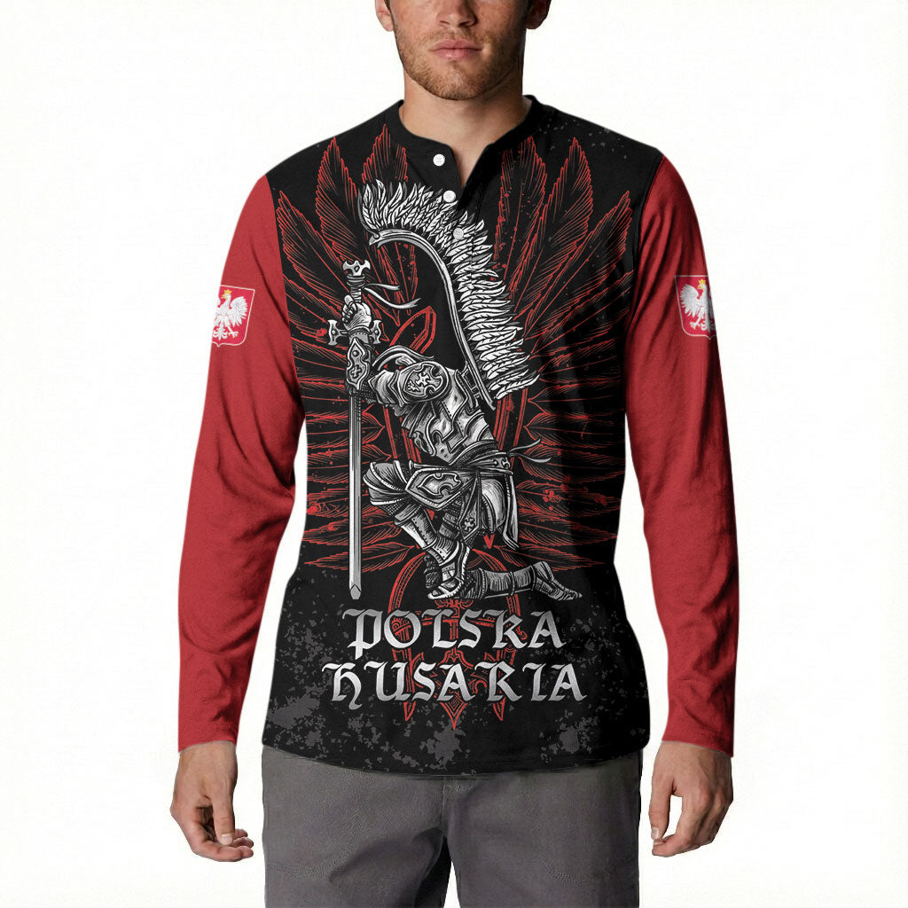 Personalized Poland Husaria Button Sweatshirt Polska Winged Hussar Knight Pride
