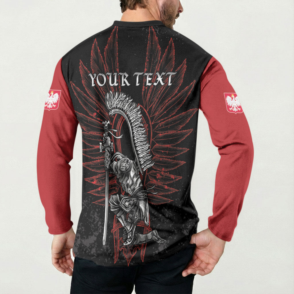Personalized Poland Husaria Button Sweatshirt Polska Winged Hussar Knight Pride