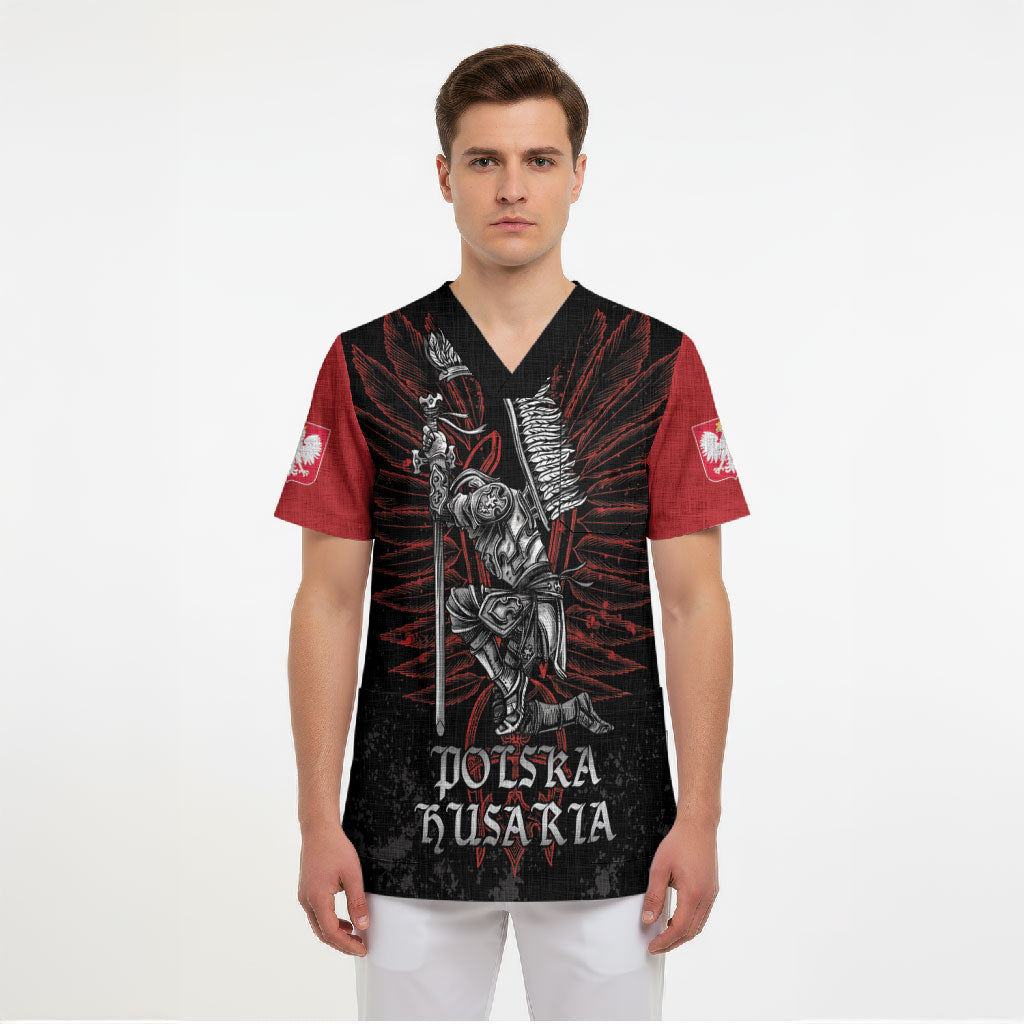 Personalized Poland Husaria Scrub Top Polska Winged Hussar Knight Pride